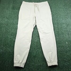 Lululemon Lab Joggers Cream Off-White Tapered Performance Pants Mens L 34x29